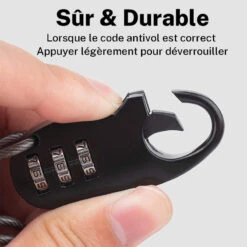 ROCKBROS Câble Antivol Casque Vélo Avec Code à 3 Chiffres Antivol Cadenas Pliable 90 Cm -Accessoires De Vélo cable antivol casque velo avec code a 3 chiffres antivol cadenas pliable 90 cm 2