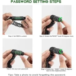 ROCKBROS Câble Antivol Casque Vélo Cadenas à Combinaison à 4 Chiffres Noir 1,5m -Accessoires De Vélo cable antivol casque velo cadenas a combinaison a 4 chiffres noir 15m 2