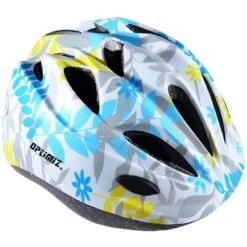 Casque Enfant Garçons Filles - Fleurs Blanc Bleu Jaune - Petit