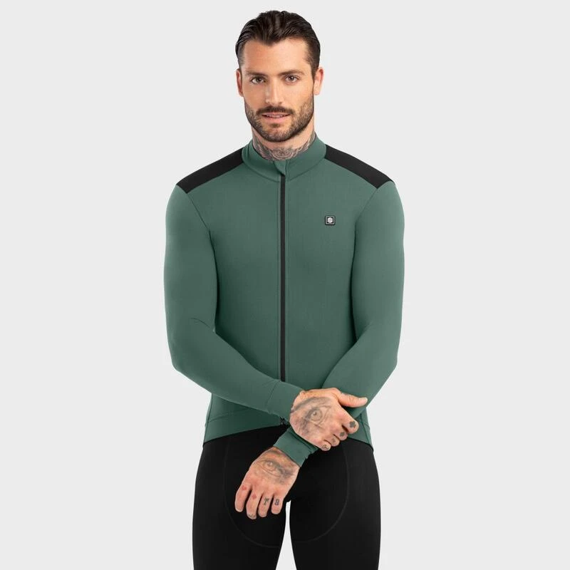 Maillot Vélo Thermique Homme Cyclisme M4 Volta Vert Armée 1 Maillot Vélo Thermique Homme Cyclisme M4 Volta Vert Armée