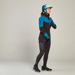 Rockrider VESTE HIVER VTT FEMME TURQUOISE NOIR -Accessoires De Vélo veste hiver vtt femme turquoise noir 5